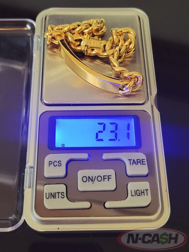 Brand New Genuine Curb Chain ID Bracelet 18K Saudi Gold | N-Cash