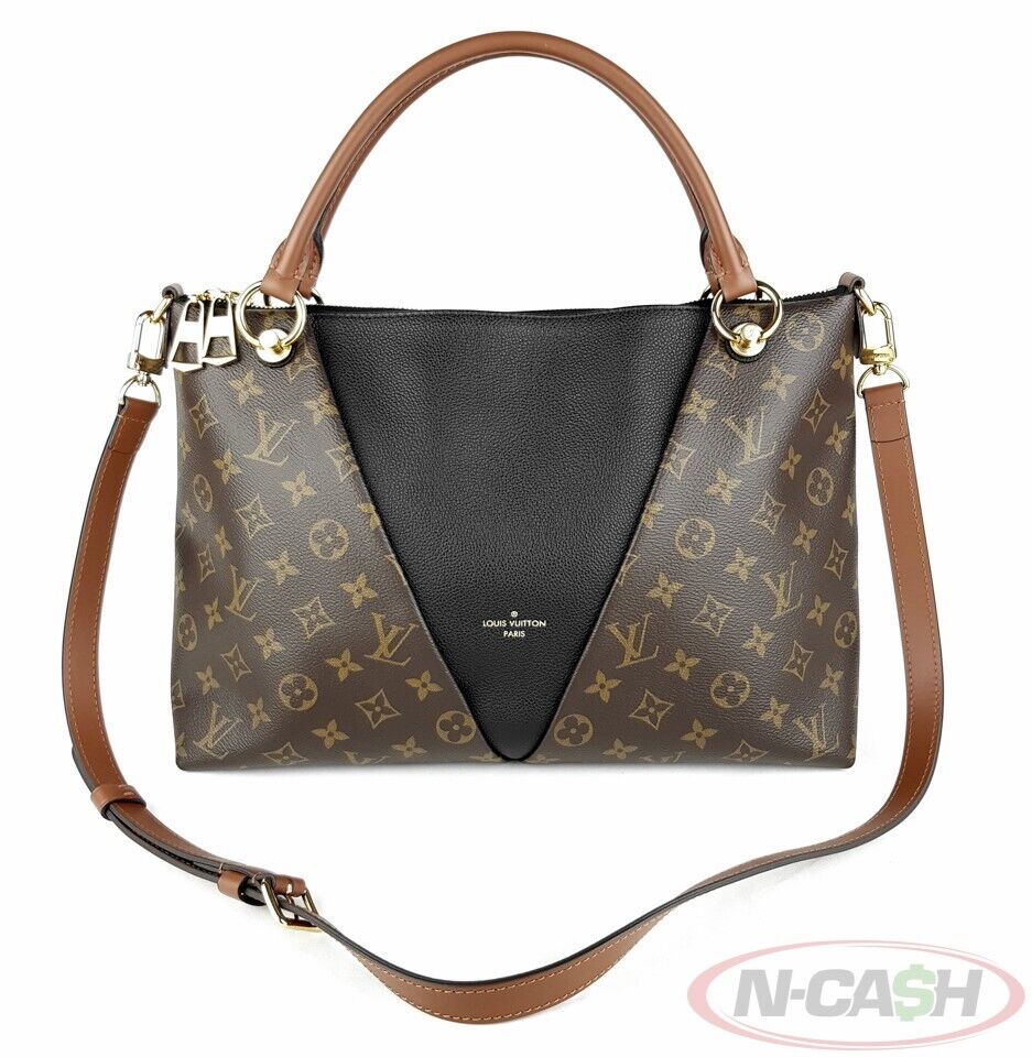 Louis Vuitton Black Monogram Canvas MM V Tote Bag_pawnshop