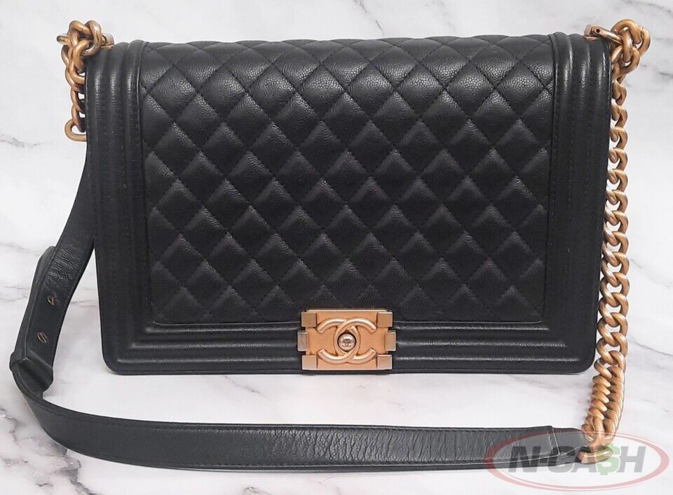 CHANEL Black Le Boy New Medium Leather GHW Bag_pawnshop