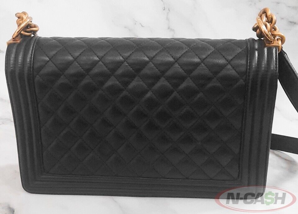 CHANEL Black Le Boy New Medium Leather GHW Bag_pawnshop1