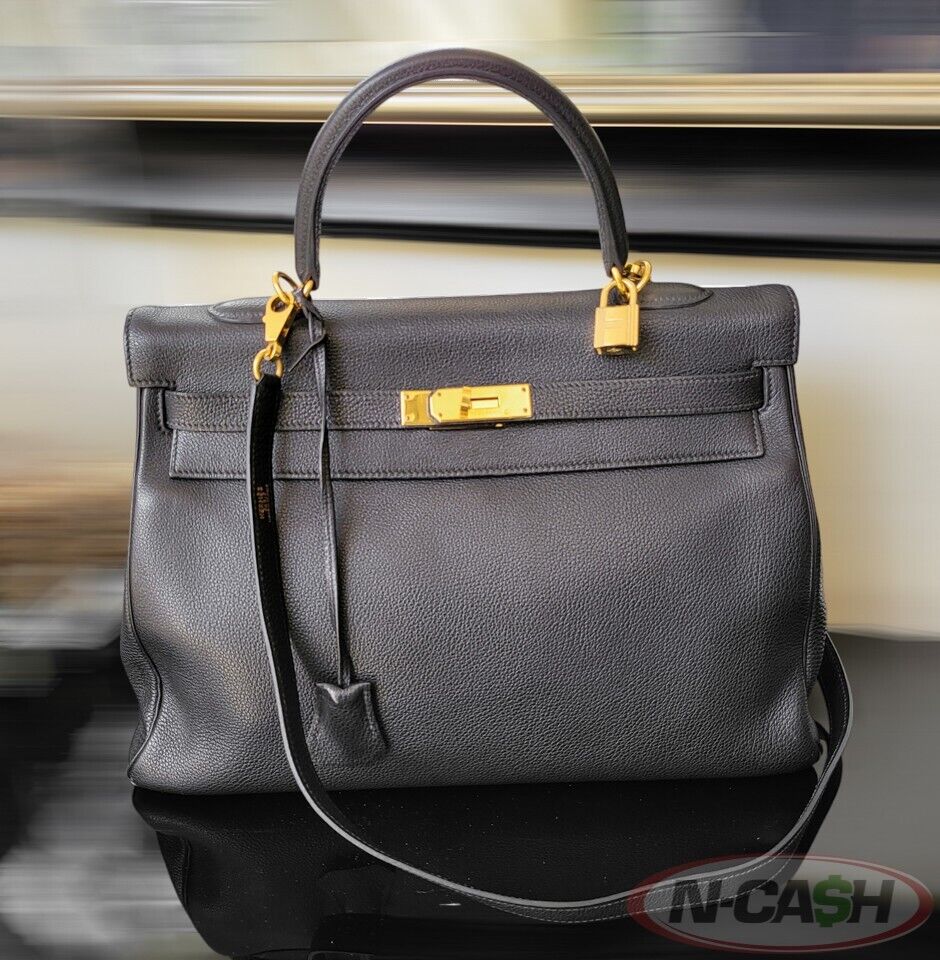 HERMES Kelly Retourne 35cm Black Togo Leather GHW Bag_pawnshop