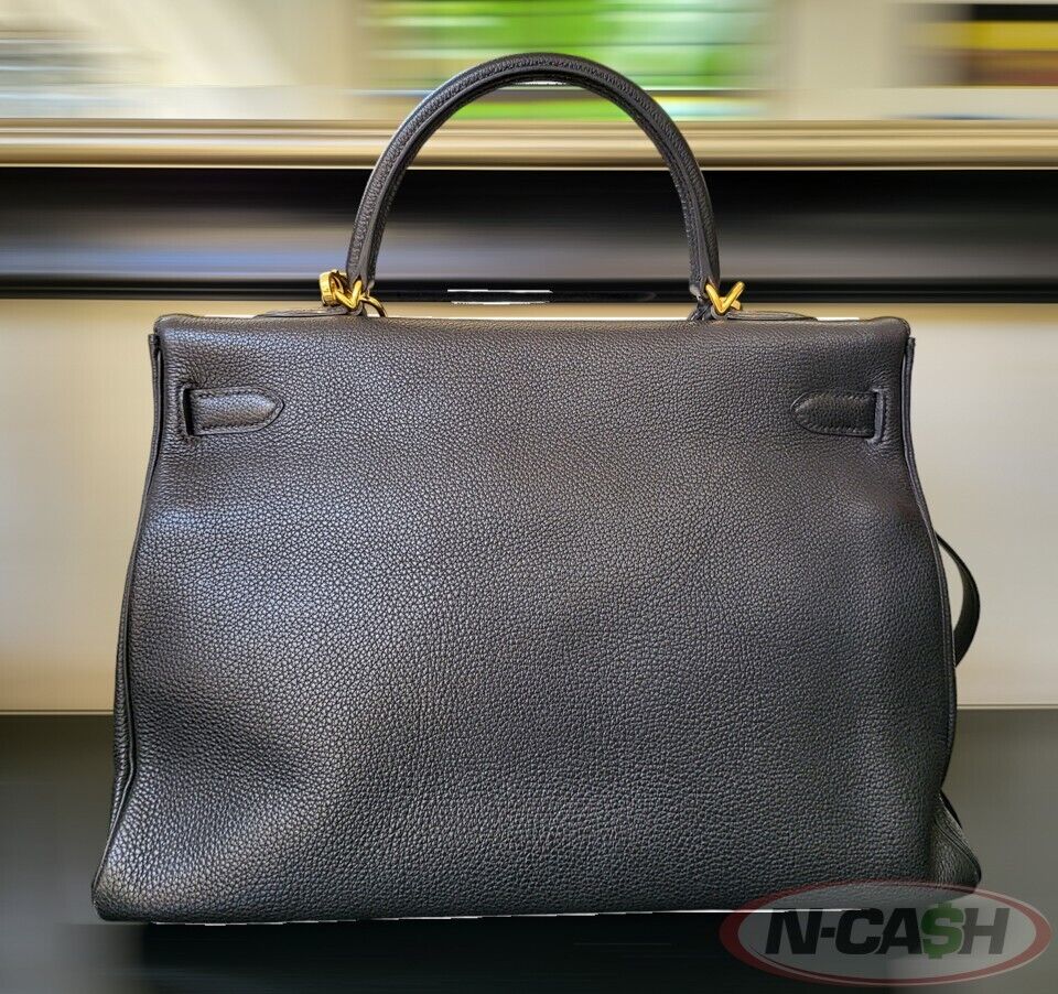 HERMES Kelly Retourne 35cm Black Togo Leather GHW Bag_pawnshop1