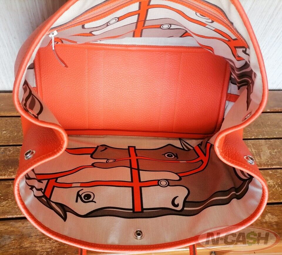 HERMES Orange Country Garden Party 36 Printed Interior Bag_pawnshop1
