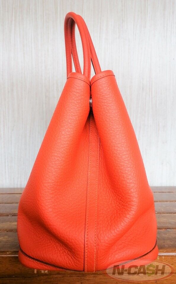 HERMES Orange Country Garden Party 36 Printed Interior Bag_pawnshop2