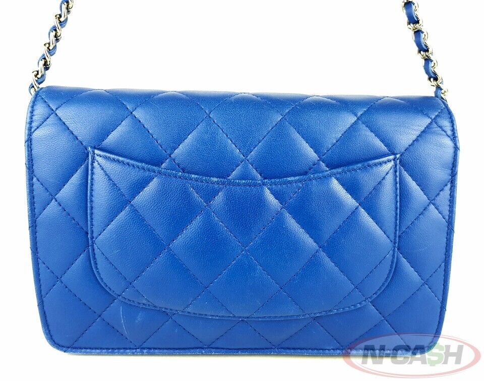 chanel Royal Blue Lambskin Leather Wallet On Chain Bag_pawnshop1