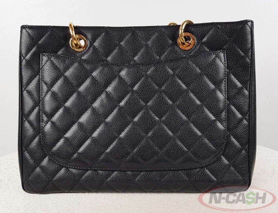 CHANEL Black GST Caviar Leather Shopping Tote Bag_pawnshop1