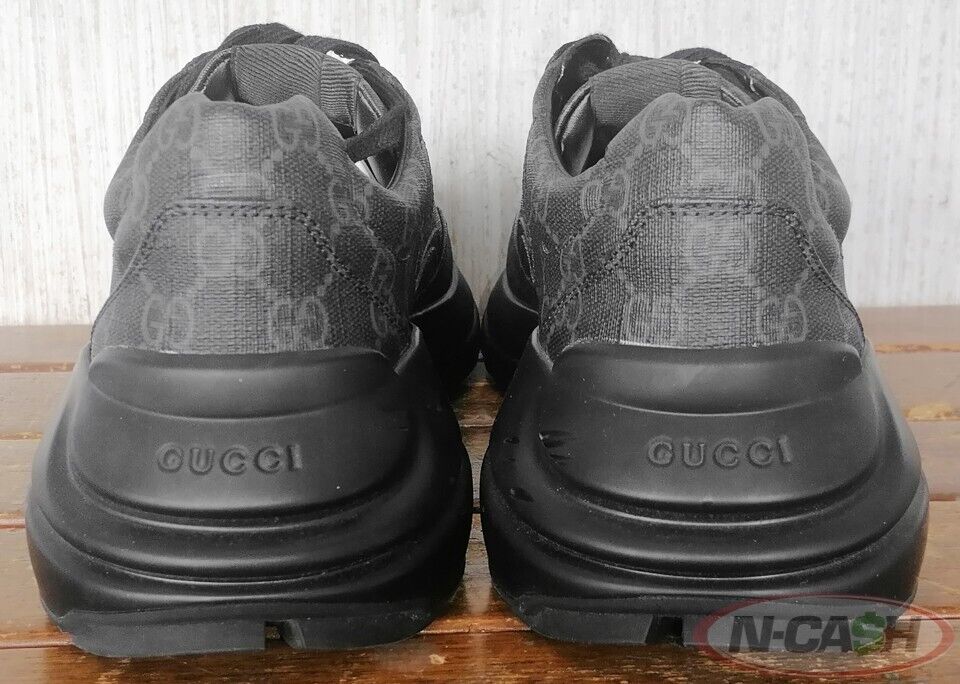 Gucci Canvas Rython Gucci Men’s Black GG Supreme Canvas Rython Sneakers | N-Cash