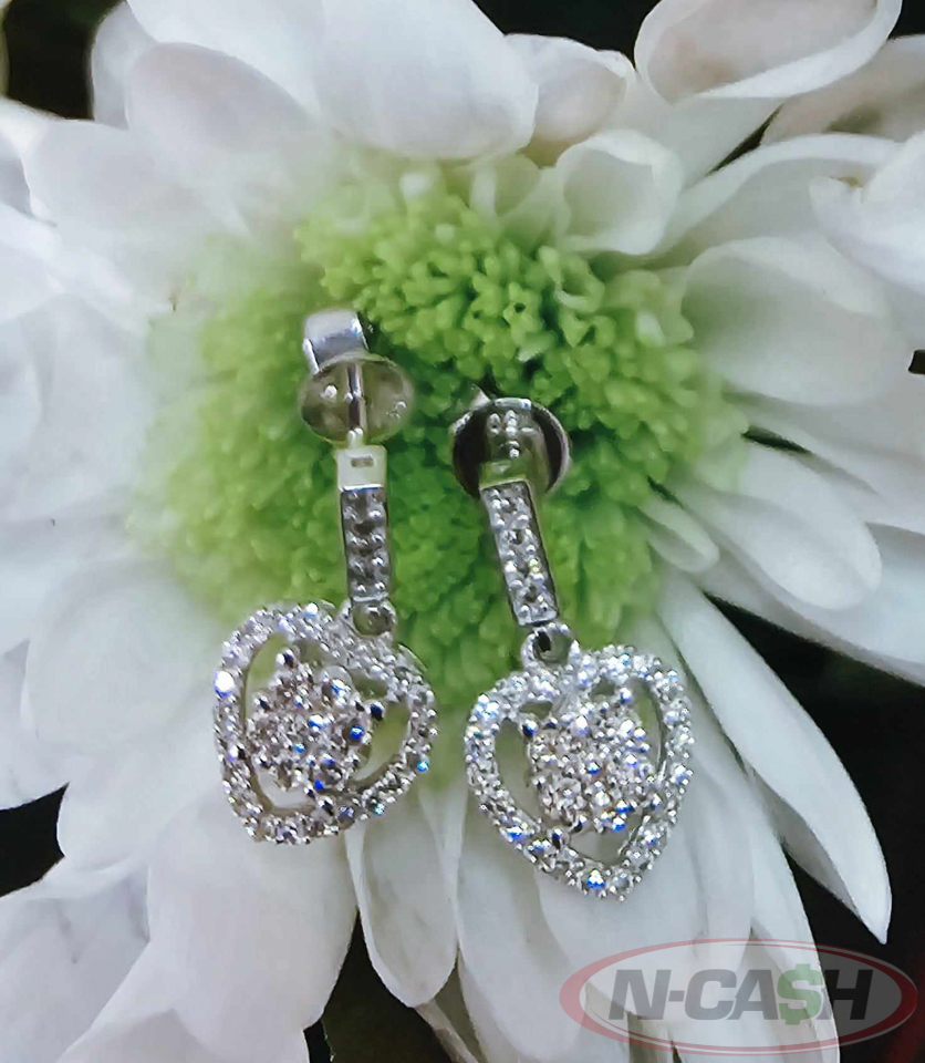 18K White Gold Heart Drop Diamond Earrings_pawnshop2