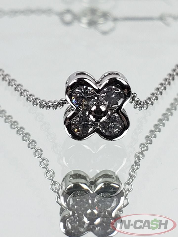 Brand New Tiffany Co Platinum Diamond 0.28ct Pendant Enchant Flower N Cash
