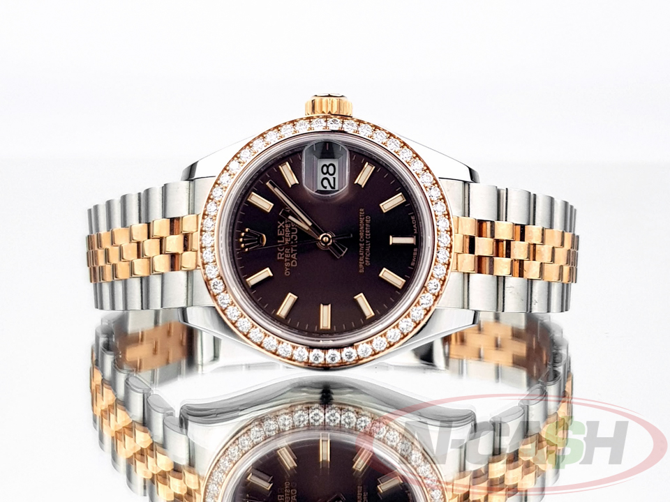 Rolex Datejust 28 Steel Everose Choco Dial Diamond Bezel_pawnshop12