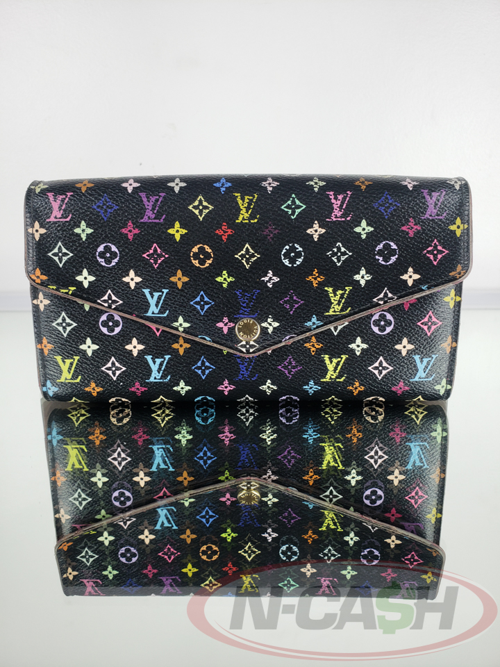 Louis Vuitton Black Multicolor Monogram Sarah NM3 Wallet_pawnshop