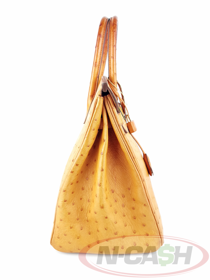 Hermes Birkin 35 Orange Ostrich Leather Bag_pawnshop2
