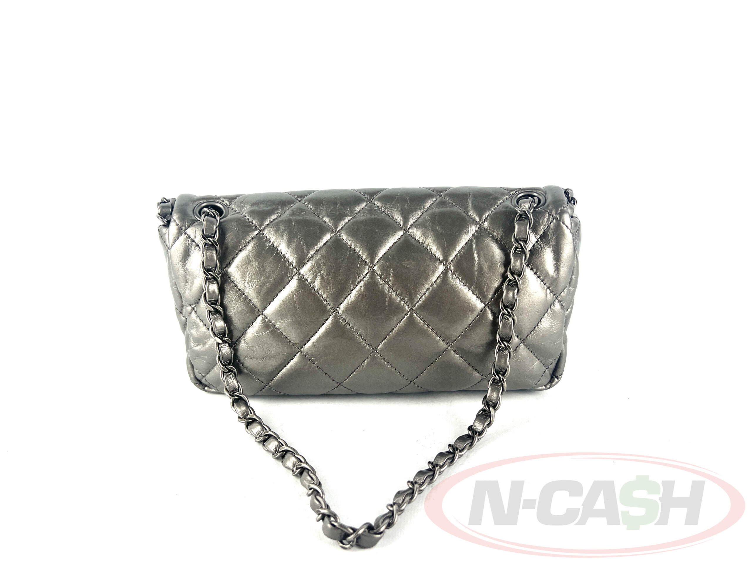 Chanel Classic Flap East-West Metallic Silver Lambskin Flap1
