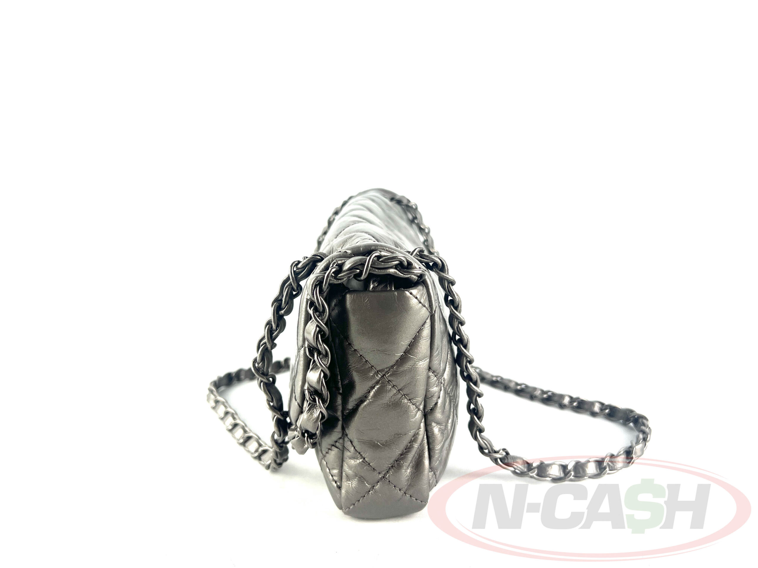 Chanel Classic Flap East-West Metallic Silver Lambskin Flap3